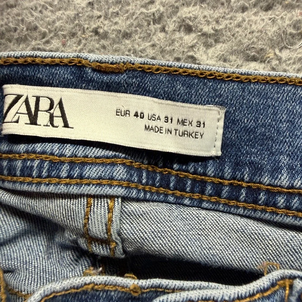 Zara Jeans Mens 31x28 Blue Cotton Denim Skinny Leg Faded Biker Workwear Stretch